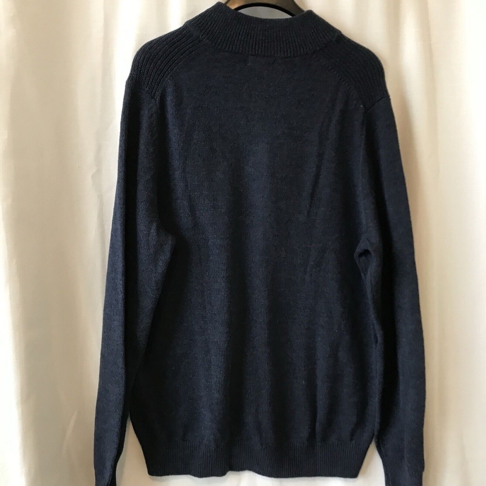 Van Heusen 1/4 Zip Knit Sweater Men’s Size Large Blue Mock Neck - Picture 10 of 14